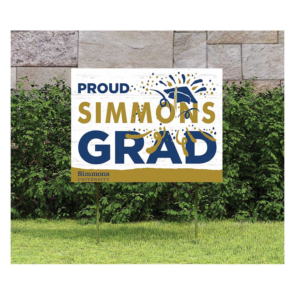 18x24 Lawn Sign Proud Grad With Logo Simmons College Sharks