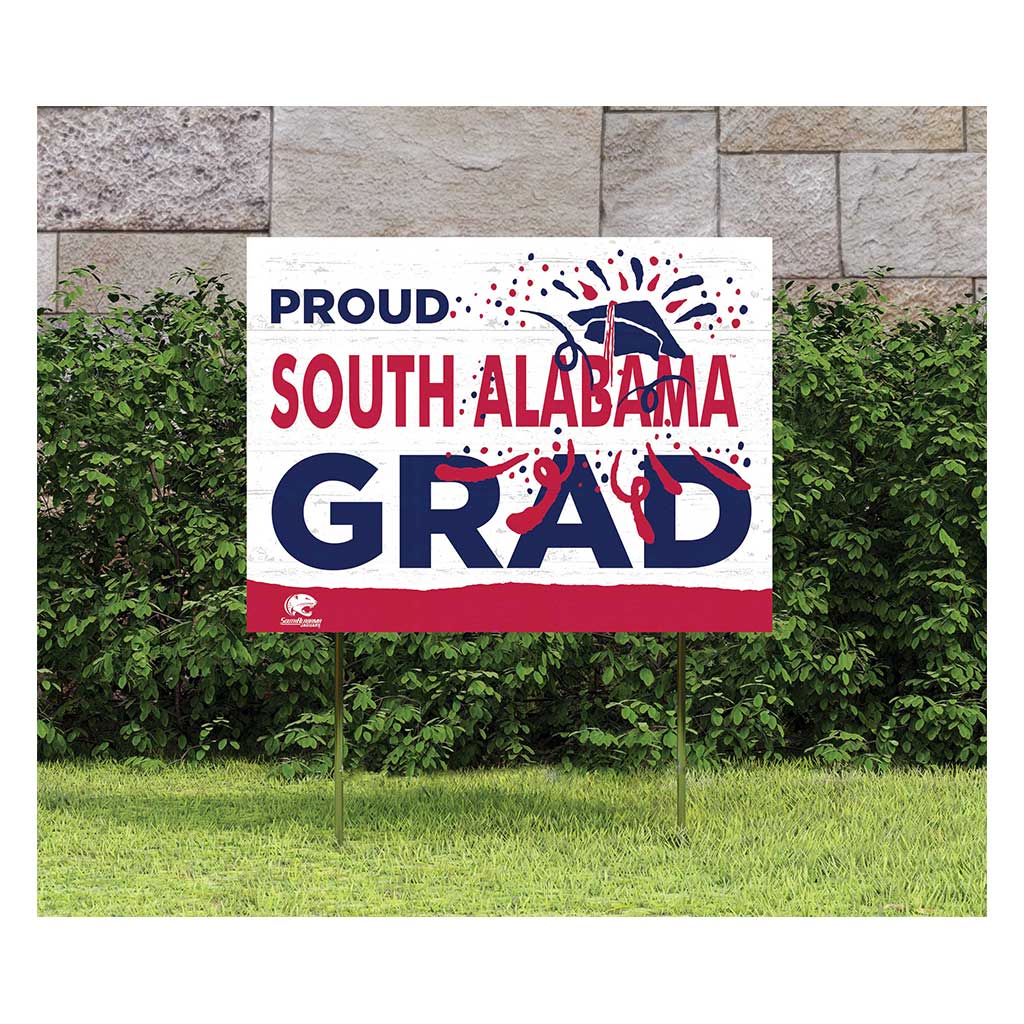 18x24 Lawn Sign Proud Grad With Logo University of Southern Alabama Jaguars