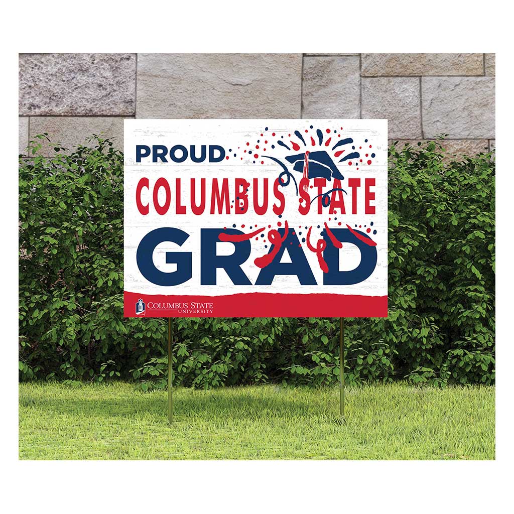 18x24 Lawn Sign Proud Grad With Logo Columbus State University Cougars