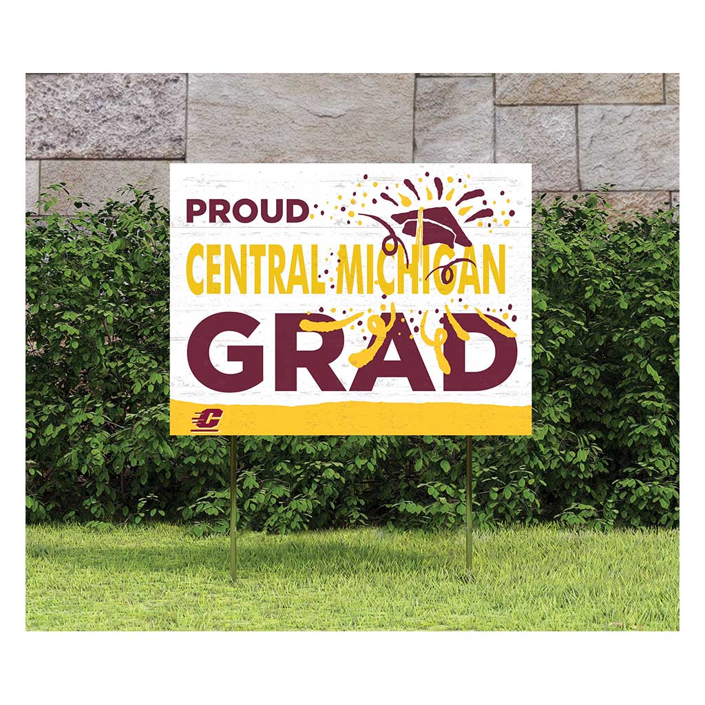 18x24 Lawn Sign Proud Grad With Logo Central Michigan Chippewas