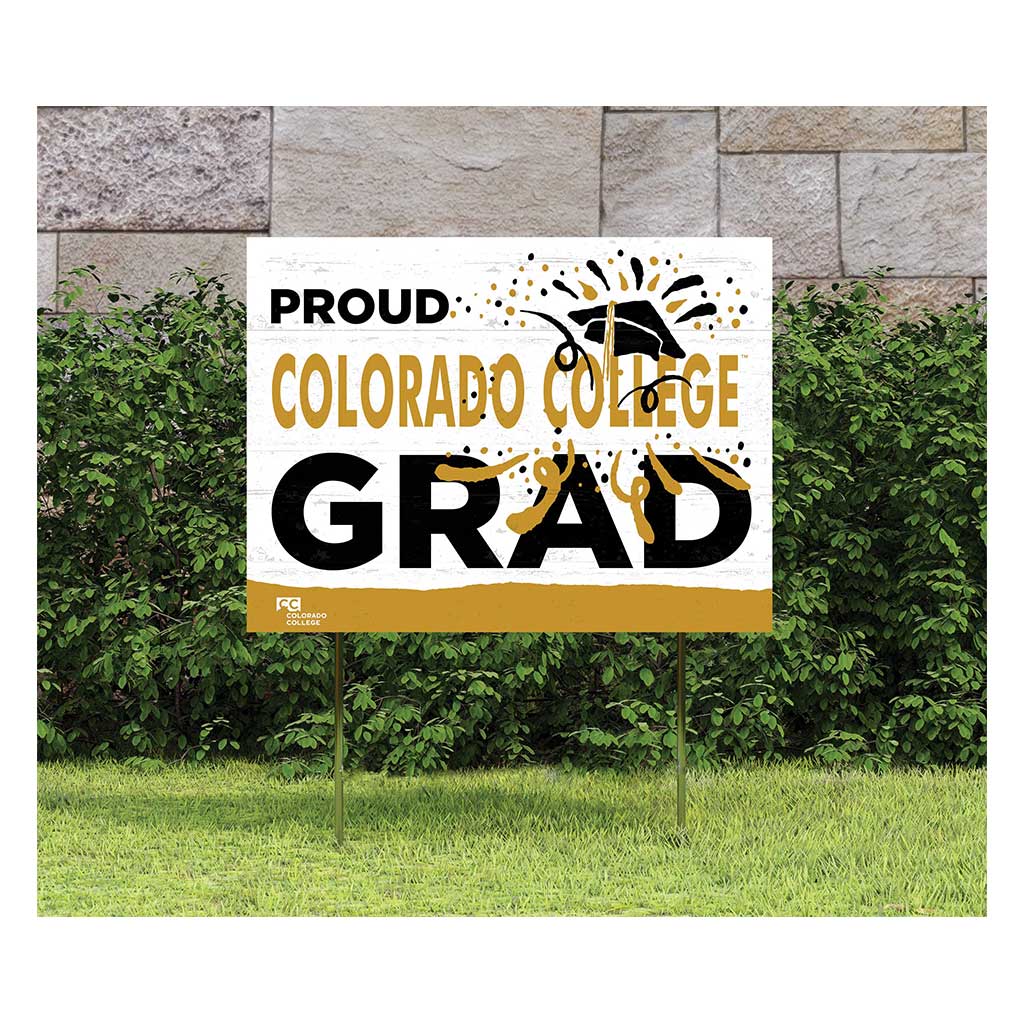 18x24 Lawn Sign Proud Grad With Logo Colorado College Tigers