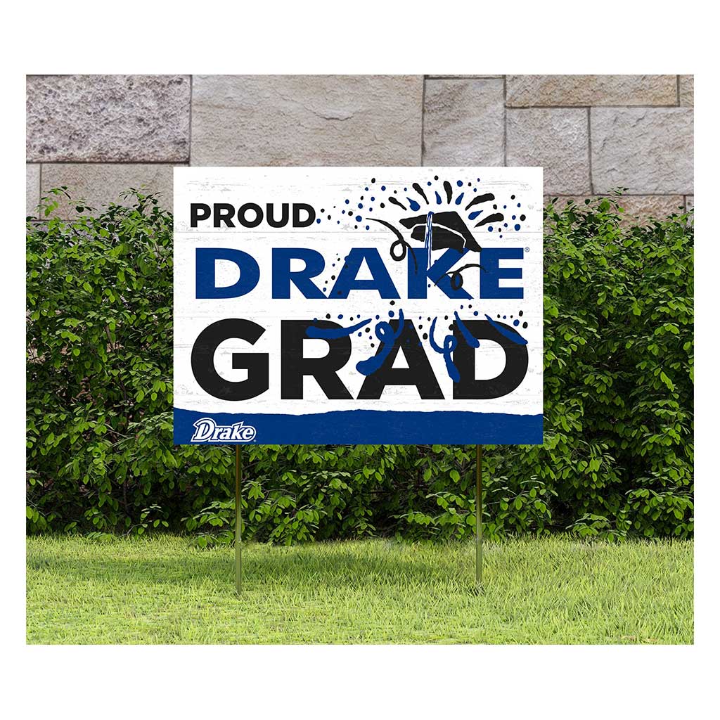 18x24 Lawn Sign Proud Grad With Logo Drake Bulldogs
