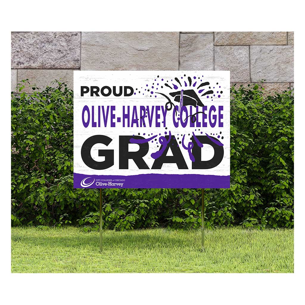 18x24 Lawn Sign Proud Grad With Logo Olive-Harvey College Panthers