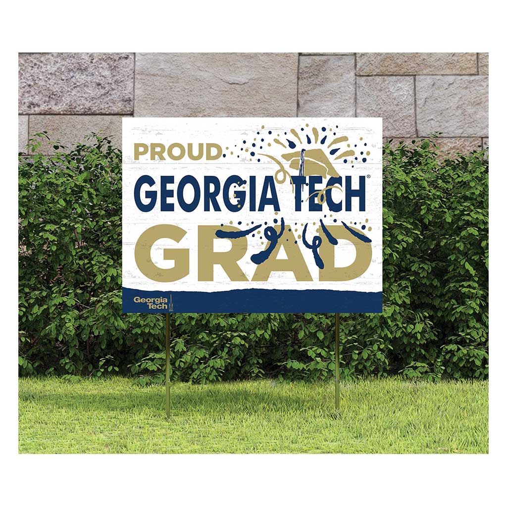 18x24 Lawn Sign Proud Grad With Logo Georgia Tech Yellow Jackets