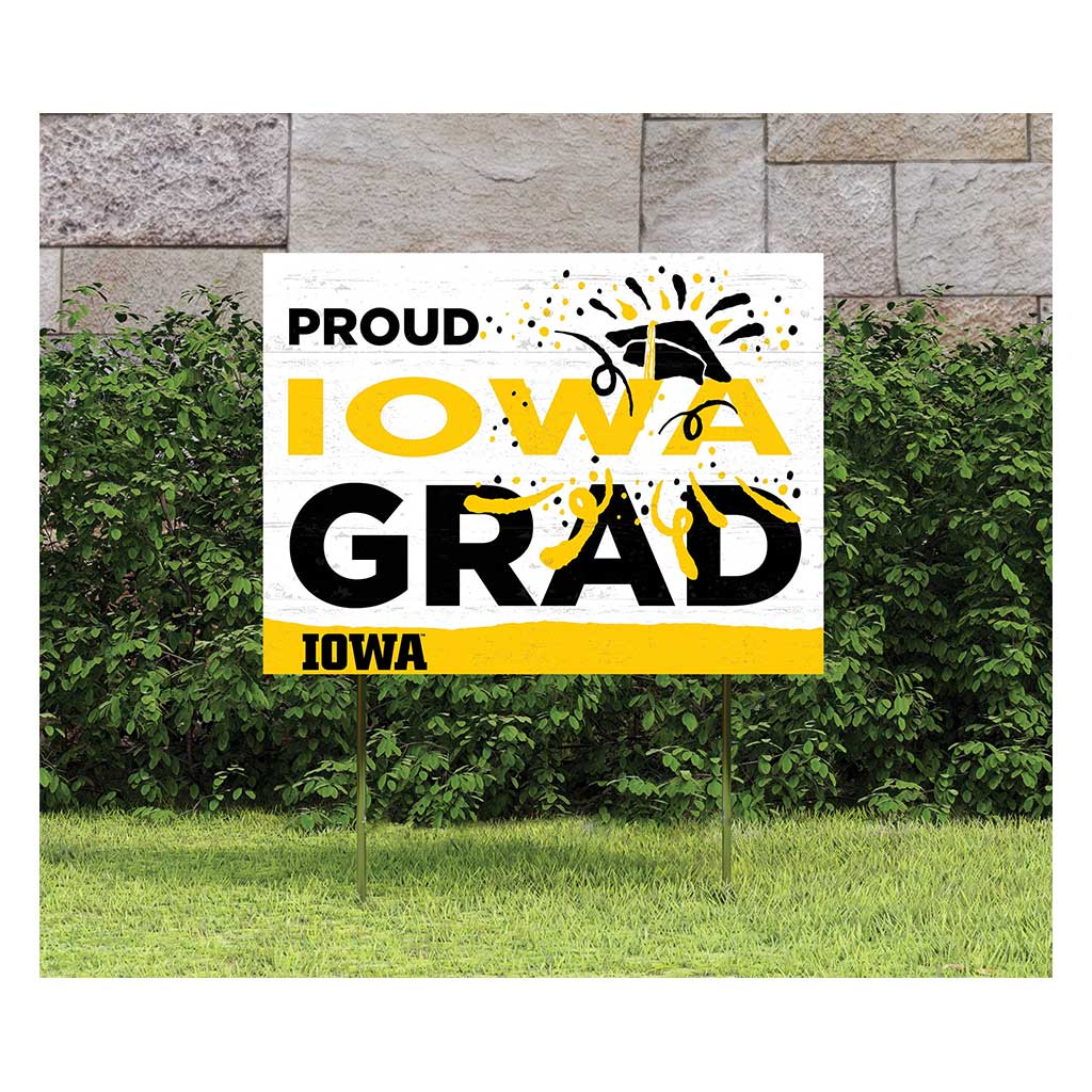 18x24 Lawn Sign Proud Grad With Logo Iowa Hawkeyes