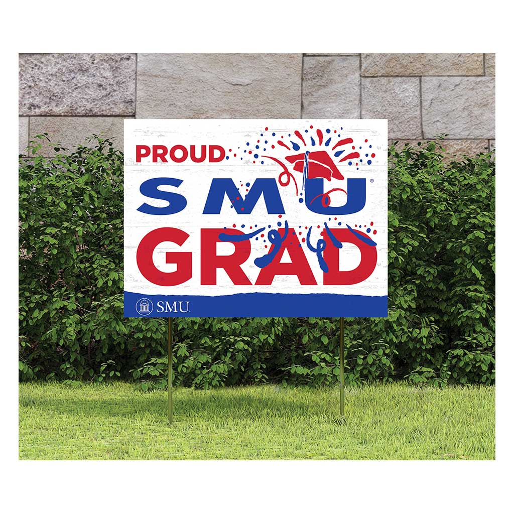 18x24 Lawn Sign Proud Grad With Logo Southern Methodist Mustangs
