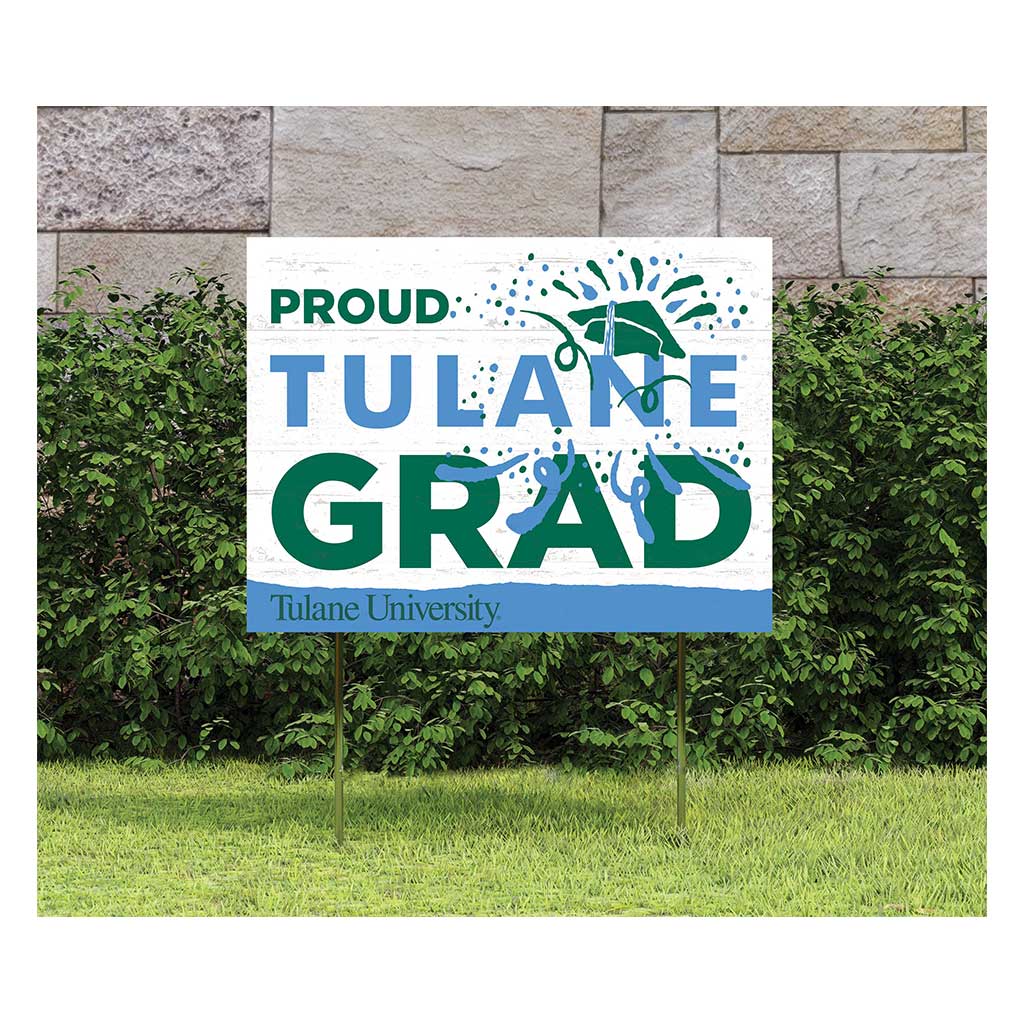 18x24 Lawn Sign Proud Grad With Logo Tulane Green Wave
