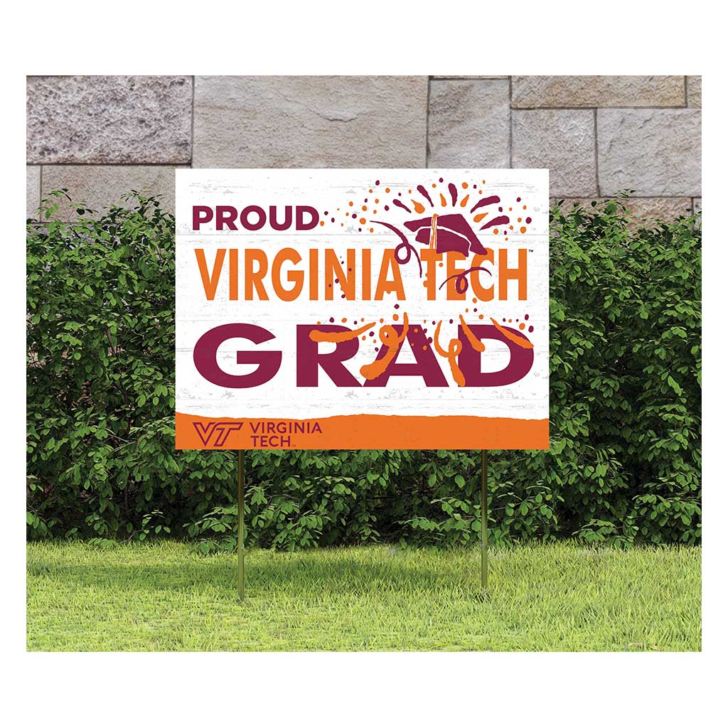 18x24 Lawn Sign Proud Grad With Logo Virginia Tech Hokies