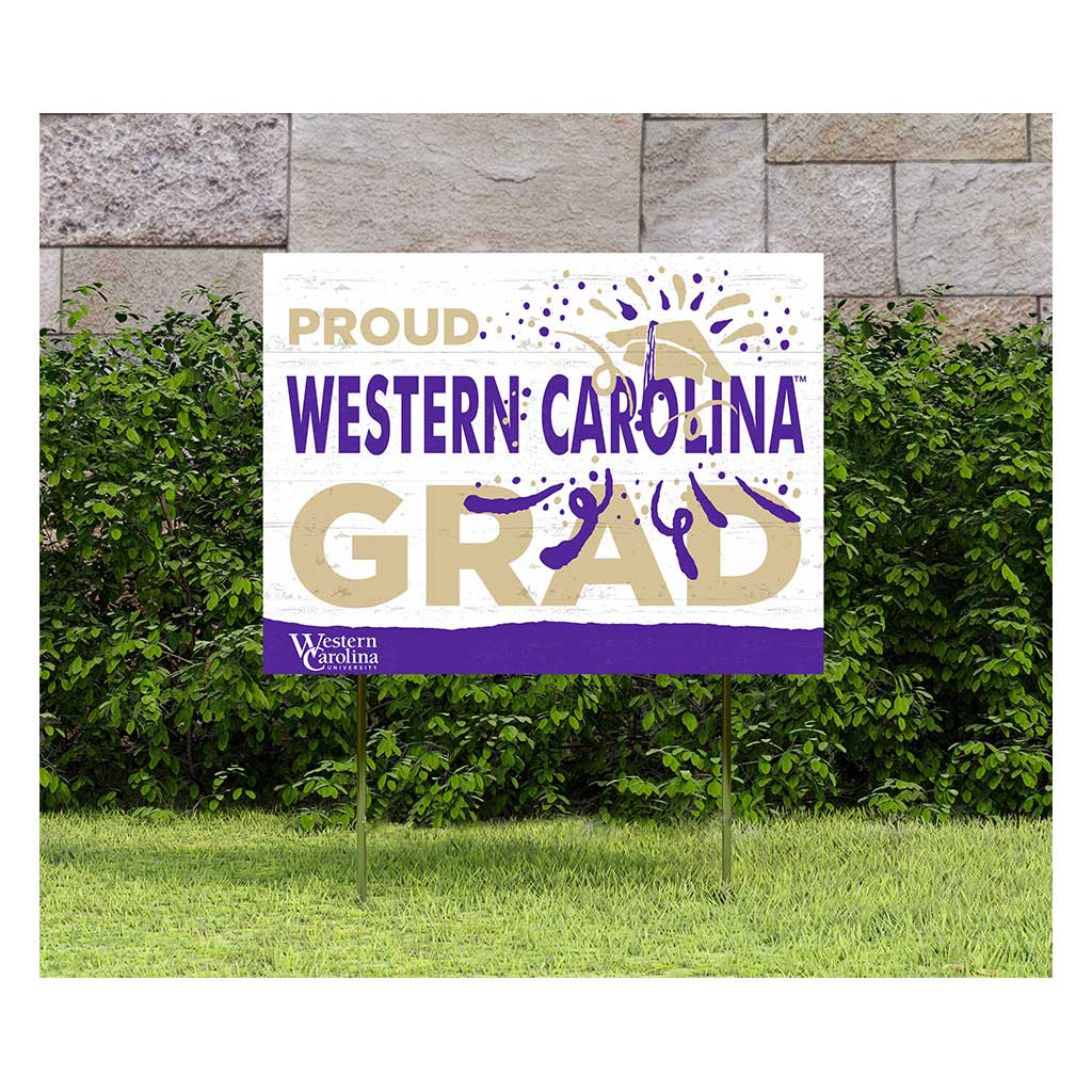 18x24 Lawn Sign Proud Grad With Logo Western Carolina Catamounts