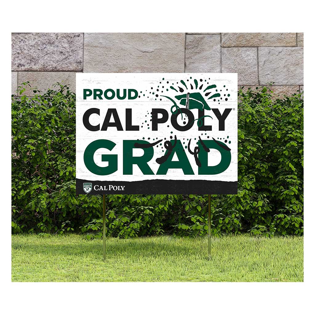 18x24 Lawn Sign Proud Grad With Logo California Polytechnic State Mustangs