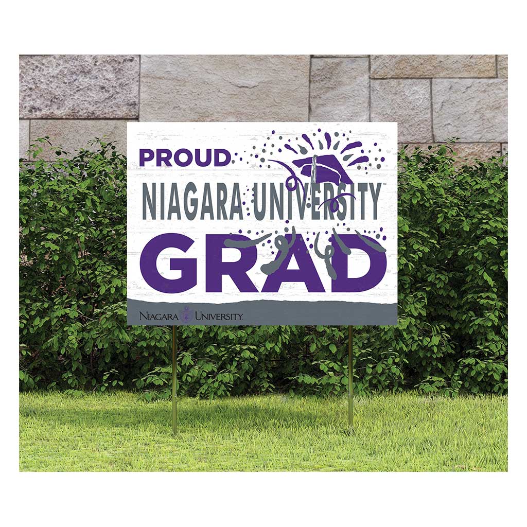 18x24 Lawn Sign Proud Grad With Logo Niagara University Purple Eagles