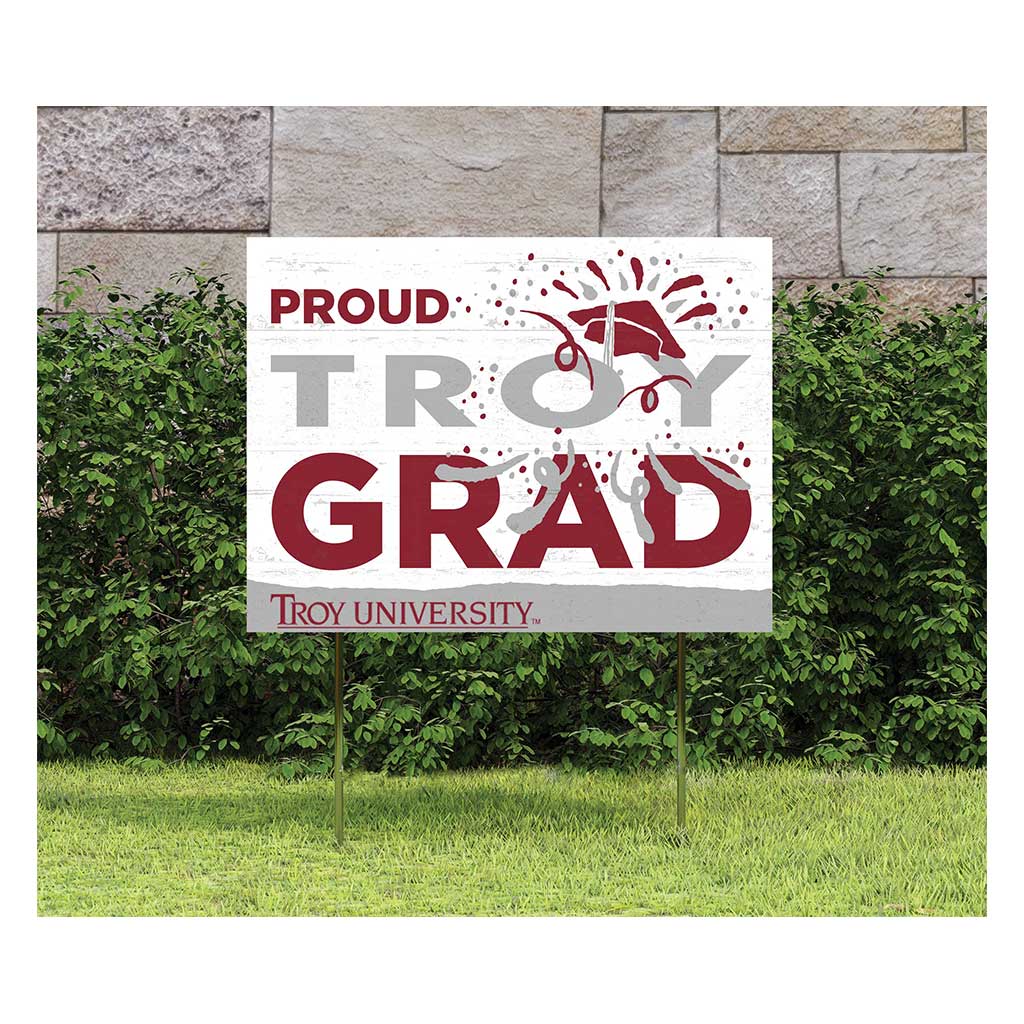 18x24 Lawn Sign Proud Grad With Logo Troy Trojans
