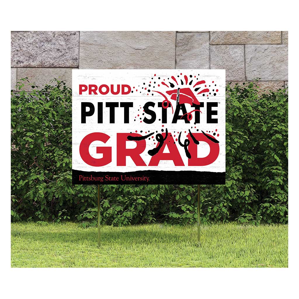18x24 Lawn Sign Proud Grad With Logo Pittsburg State University Gorilla