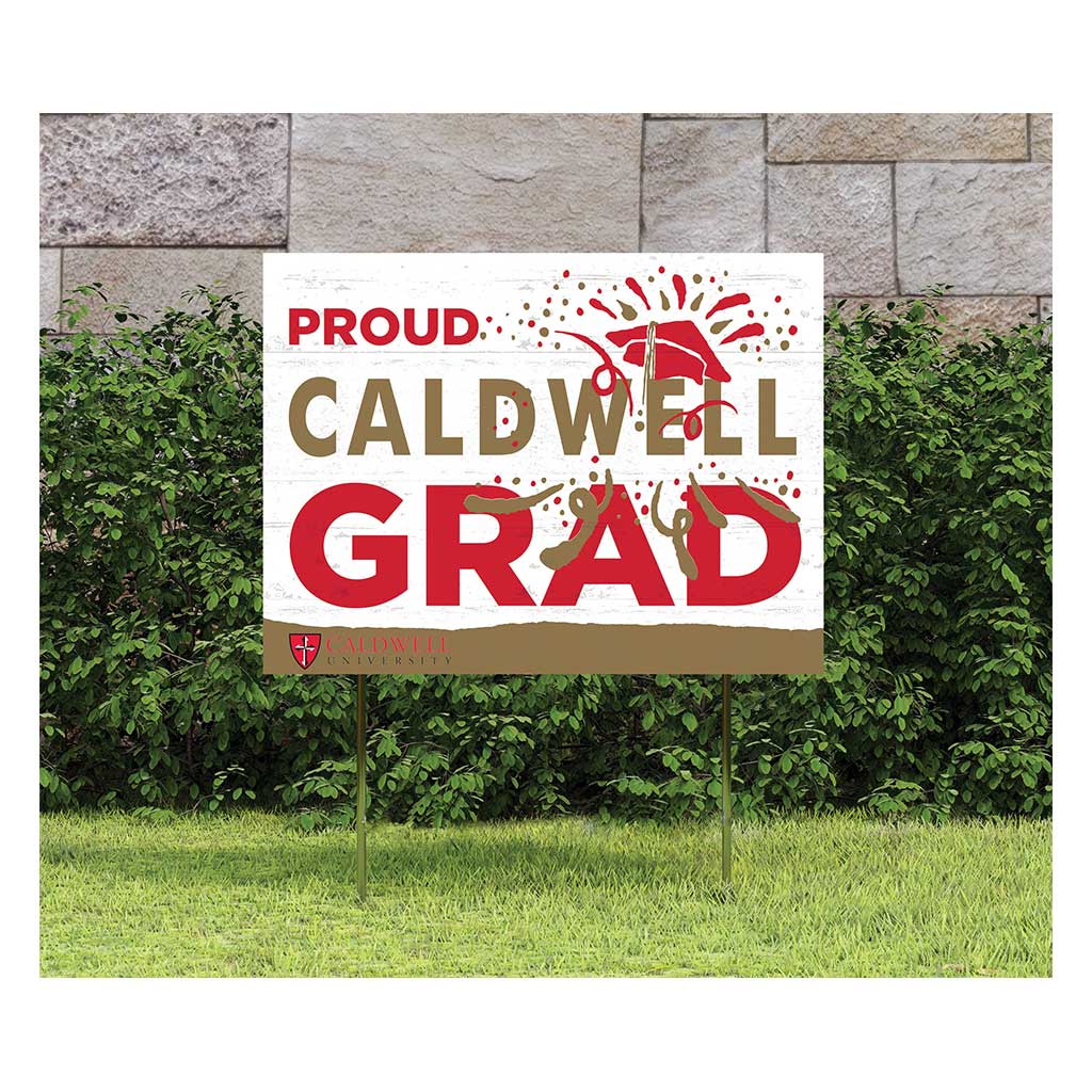 18x24 Lawn Sign Proud Grad With Logo Caldwell University COUGARS