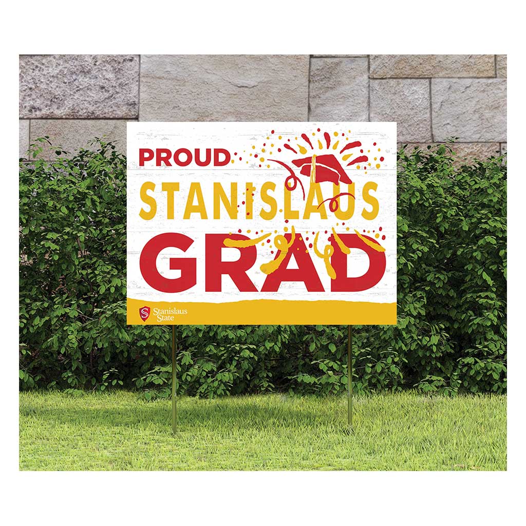 18x24 Lawn Sign Proud Grad With Logo California State Stanislaus WARRIORS