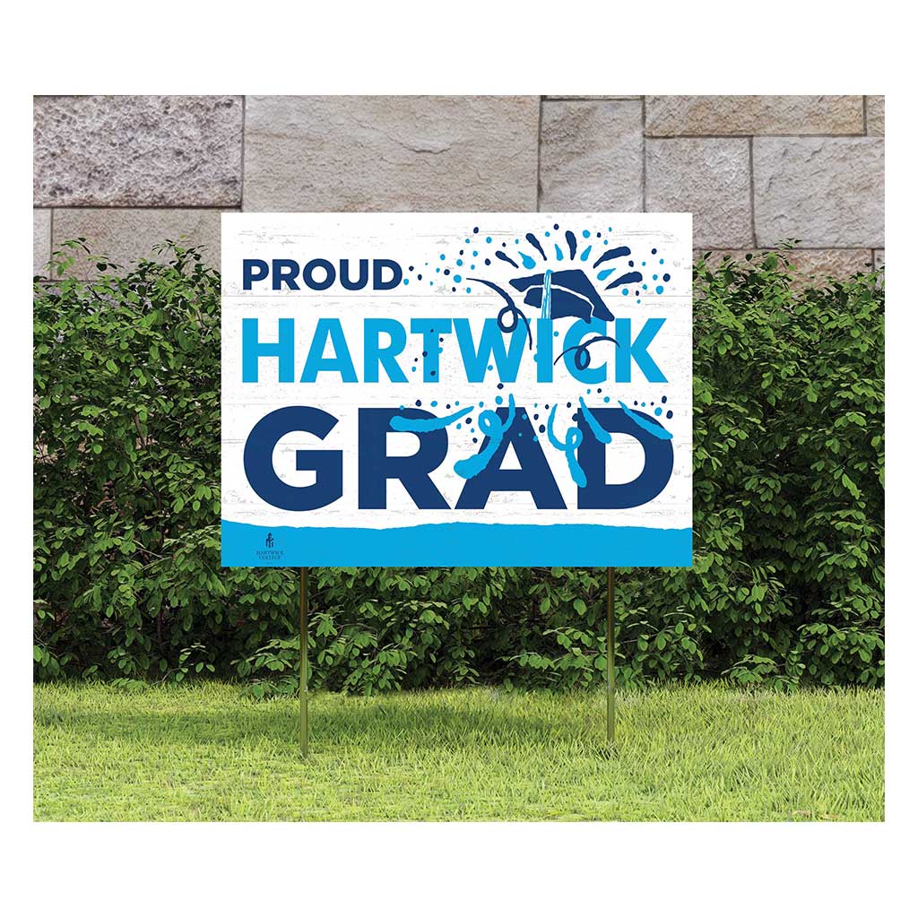 18x24 Lawn Sign Proud Grad With Logo Hartwick College HAWKS