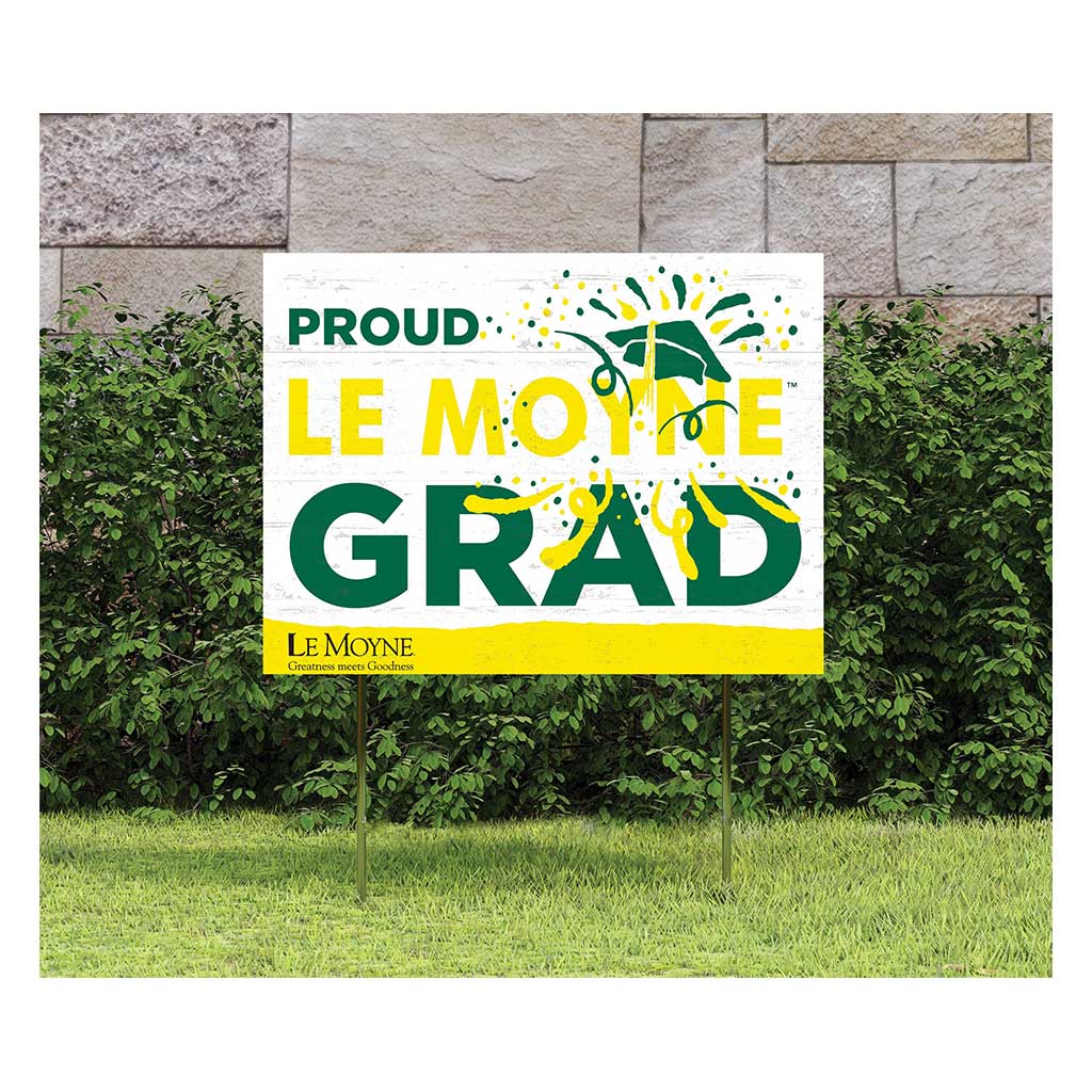 18x24 Lawn Sign Proud Grad With Logo Le Moyne College DOLPHINS