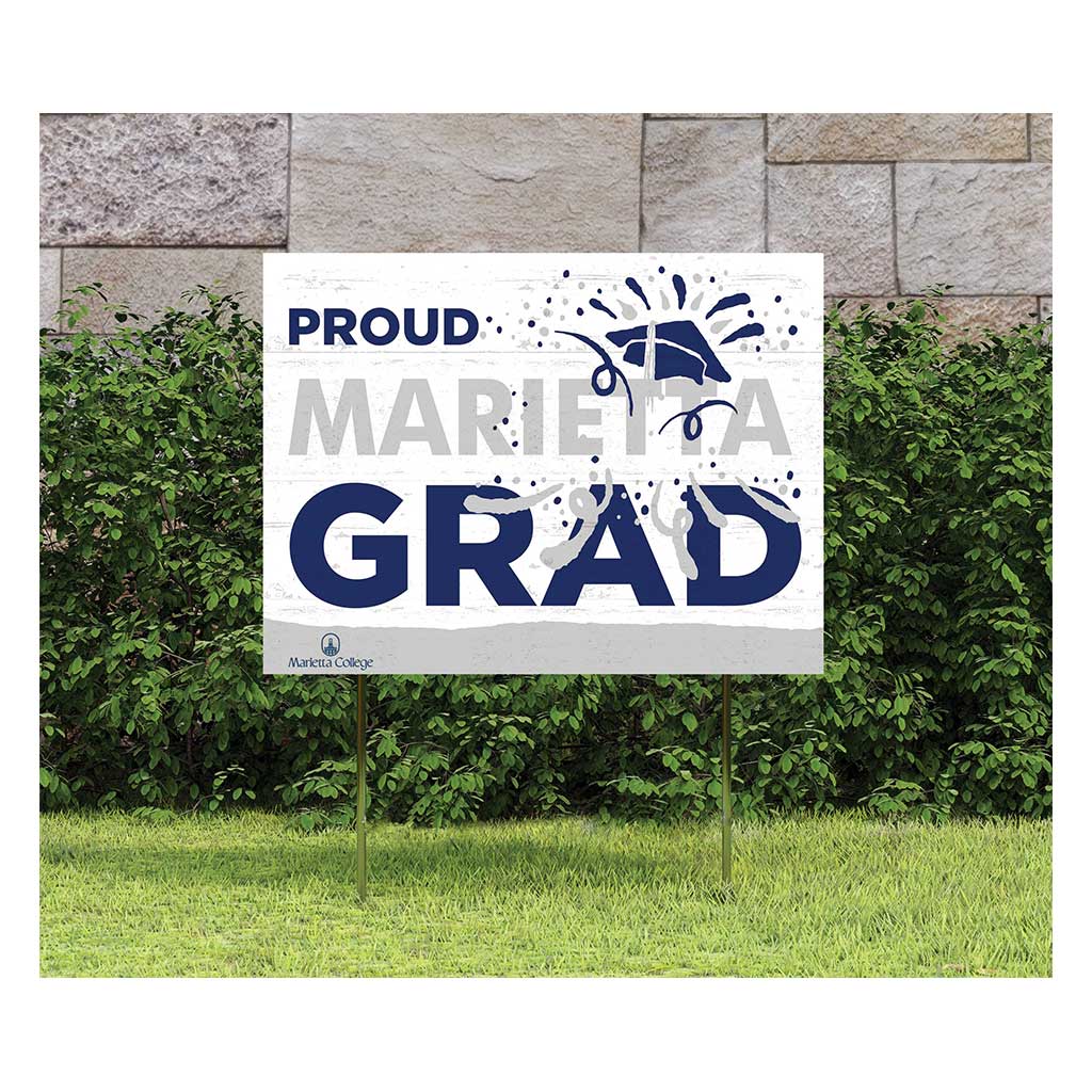 18x24 Lawn Sign Proud Grad With Logo Marietta College Pioneers