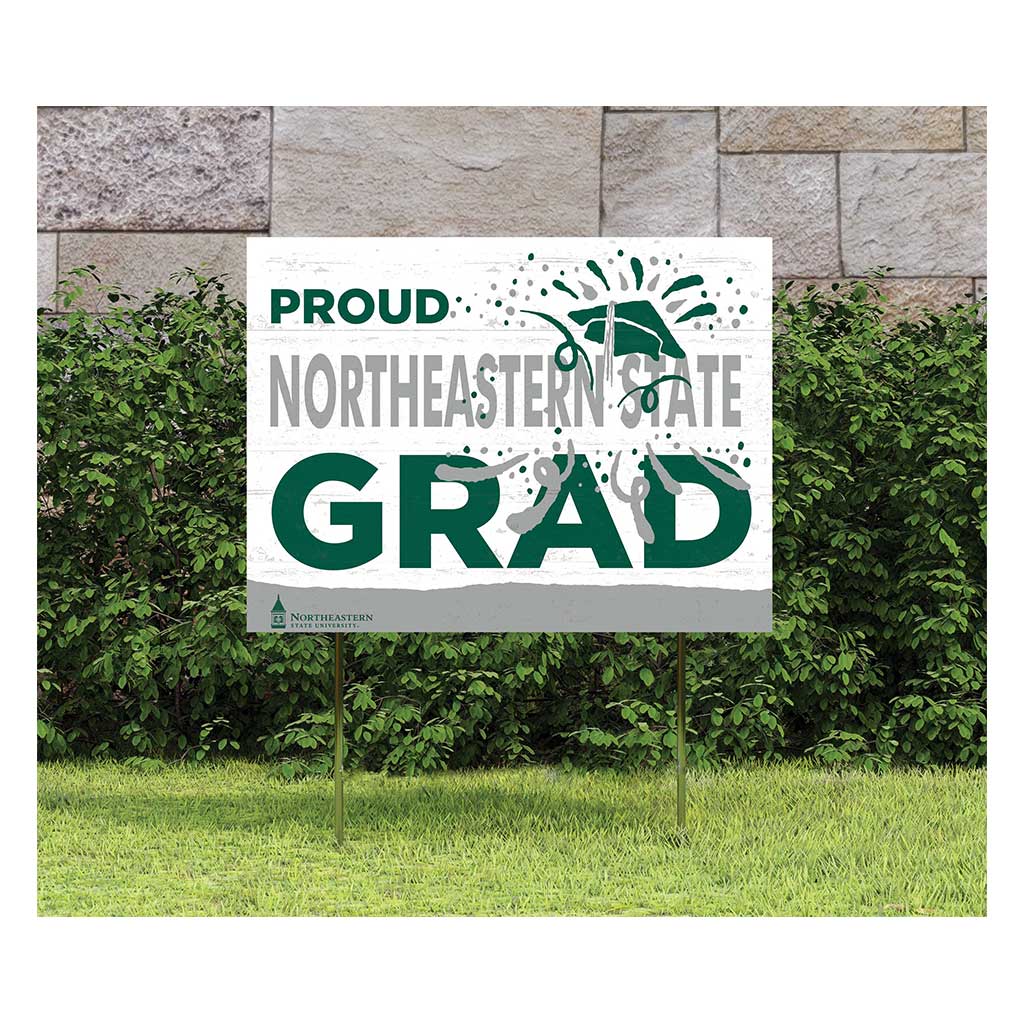 18x24 Lawn Sign Proud Grad With Logo Northeastern State University Riverhawks