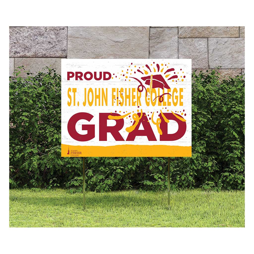18x24 Lawn Sign Proud Grad With Logo St. John Fisher College Cardinals