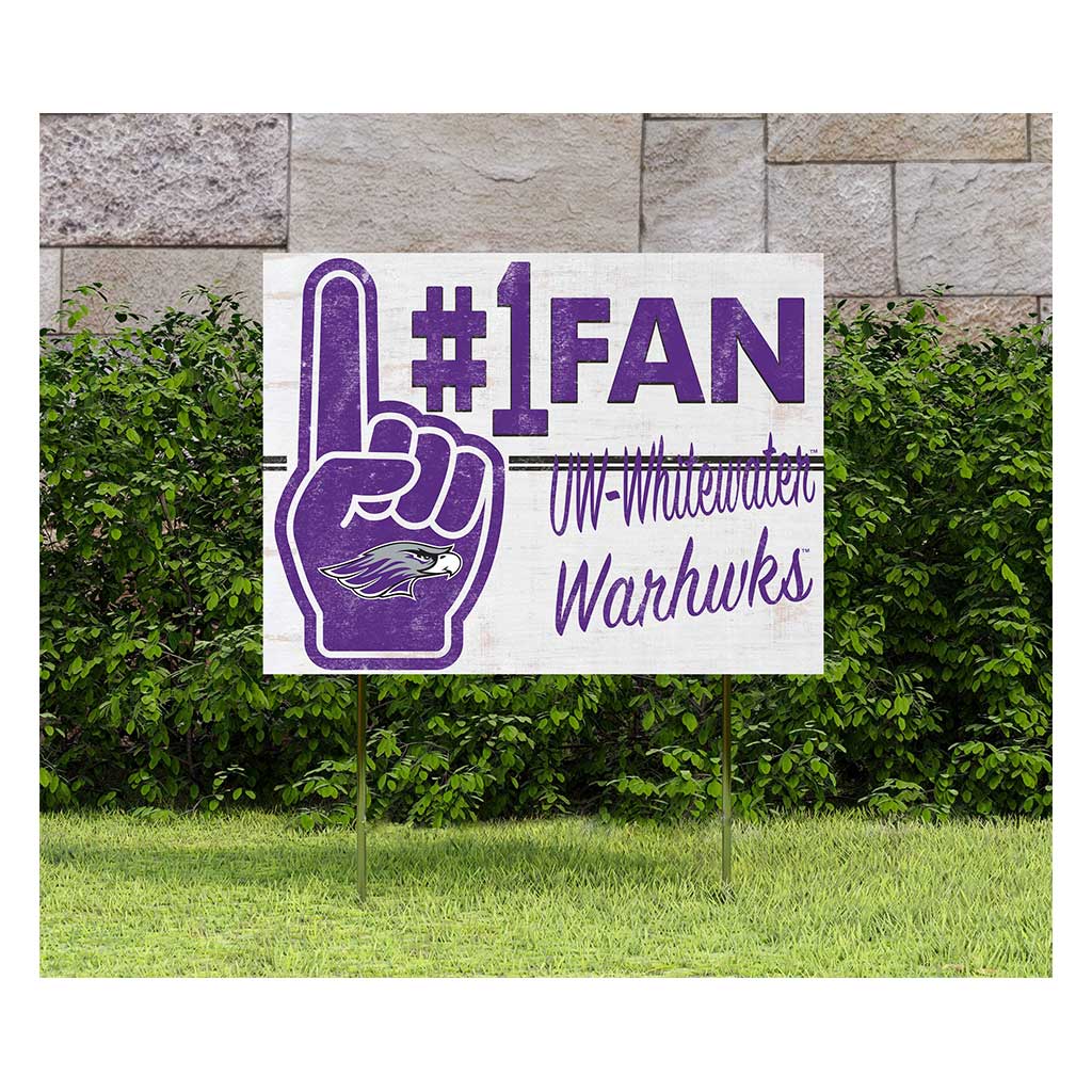 18x24 Lawn Sign #1 Fan University of Wisconsin Whitewater Warhawks