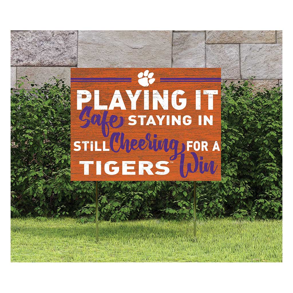 18x24 Lawn Sign Playing Safe at Home Clemson Tigers