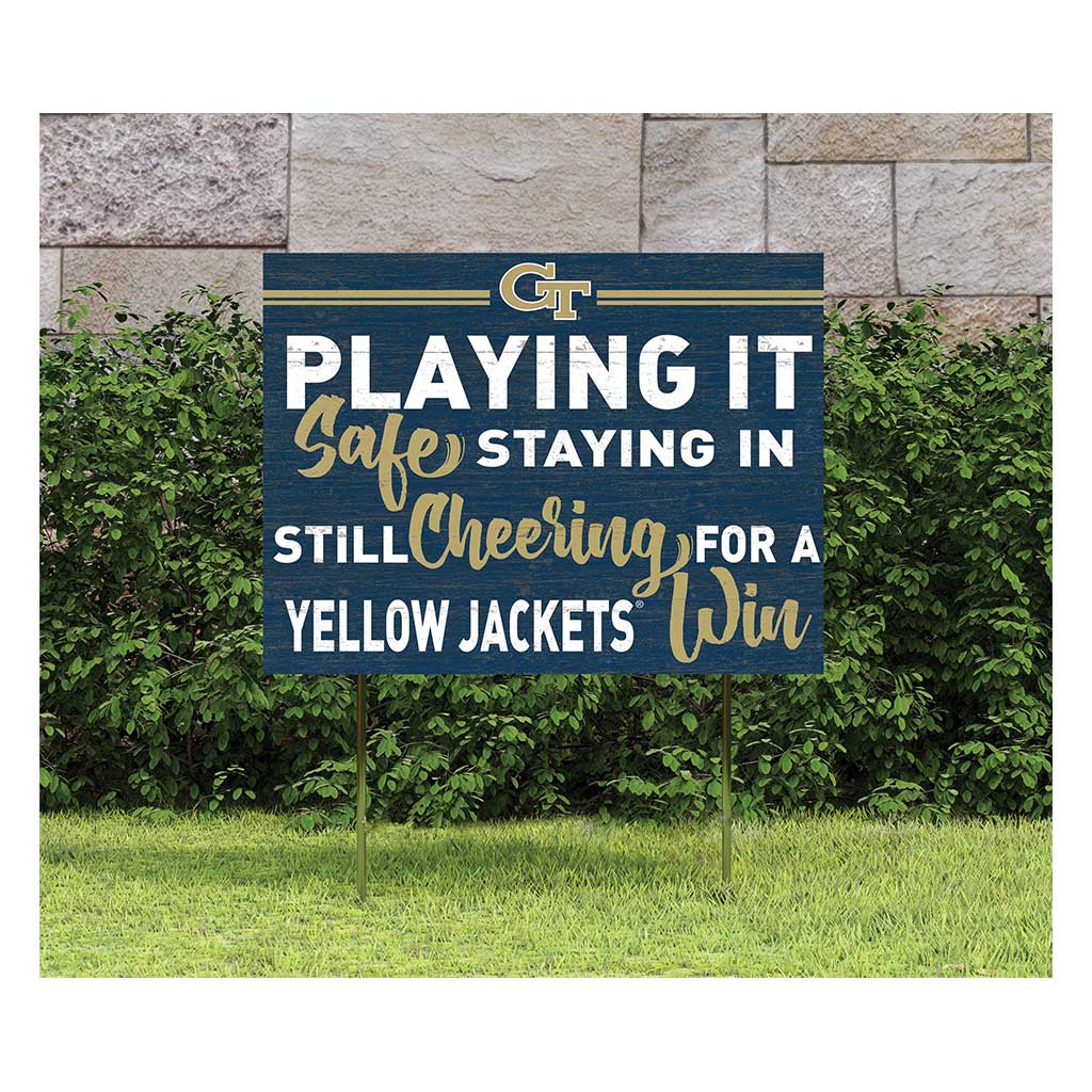 18x24 Lawn Sign Playing Safe at Home Georgia Tech Yellow Jackets