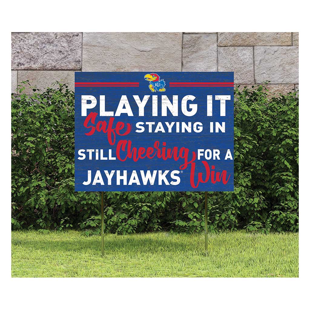 18x24 Lawn Sign Playing Safe at Home Kansas Jayhawks
