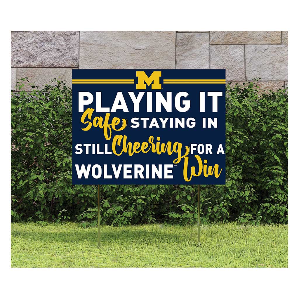 18x24 Lawn Sign Playing Safe at Home Michigan Wolverines