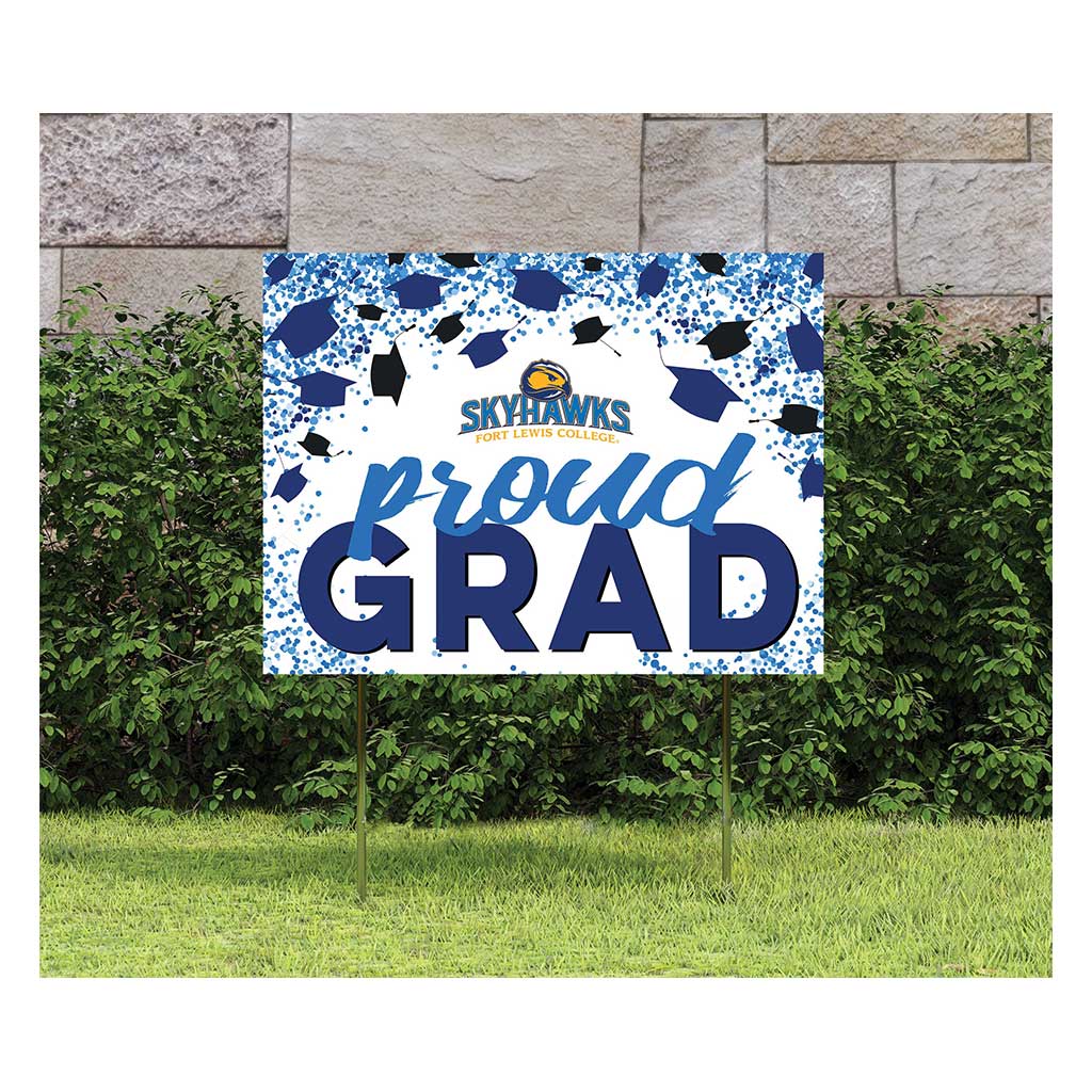 18x24 Lawn Sign Grad with Cap and Confetti Fort Lewis College Skyhawks