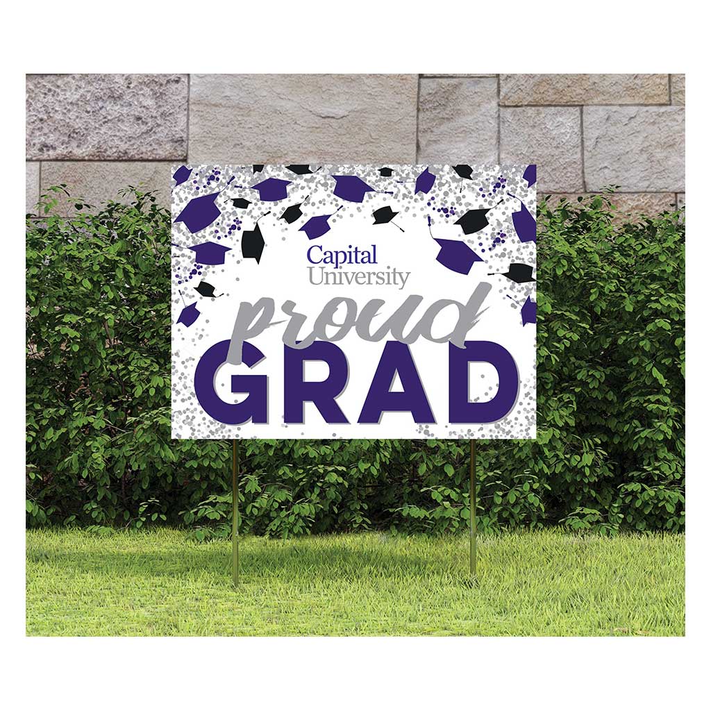 18x24 Lawn Sign Grad with Cap and Confetti Capital University Crusaders