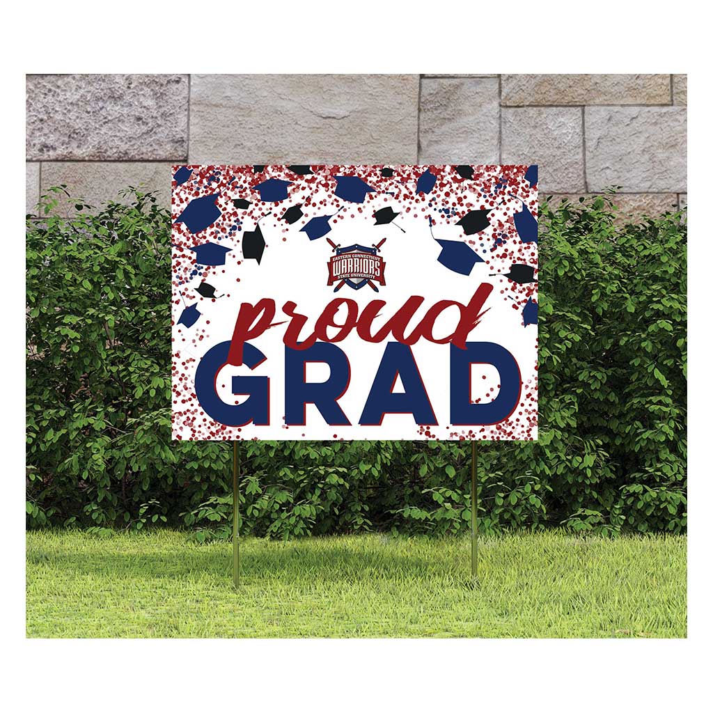 18x24 Lawn Sign Grad with Cap and Confetti Eastern Connecticut State University Warriors