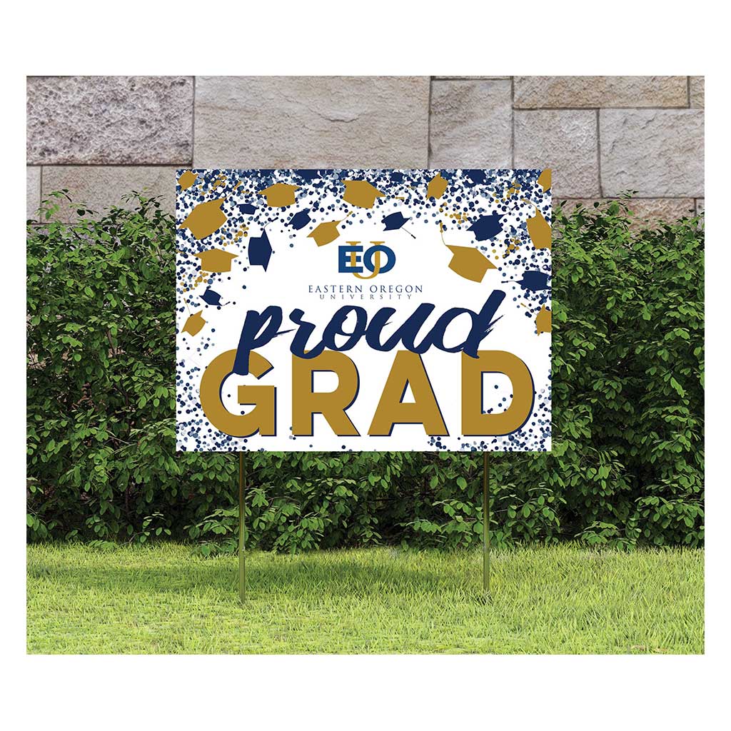 18x24 Lawn Sign Grad with Cap and Confetti Eastern Oregon University Mountaineers
