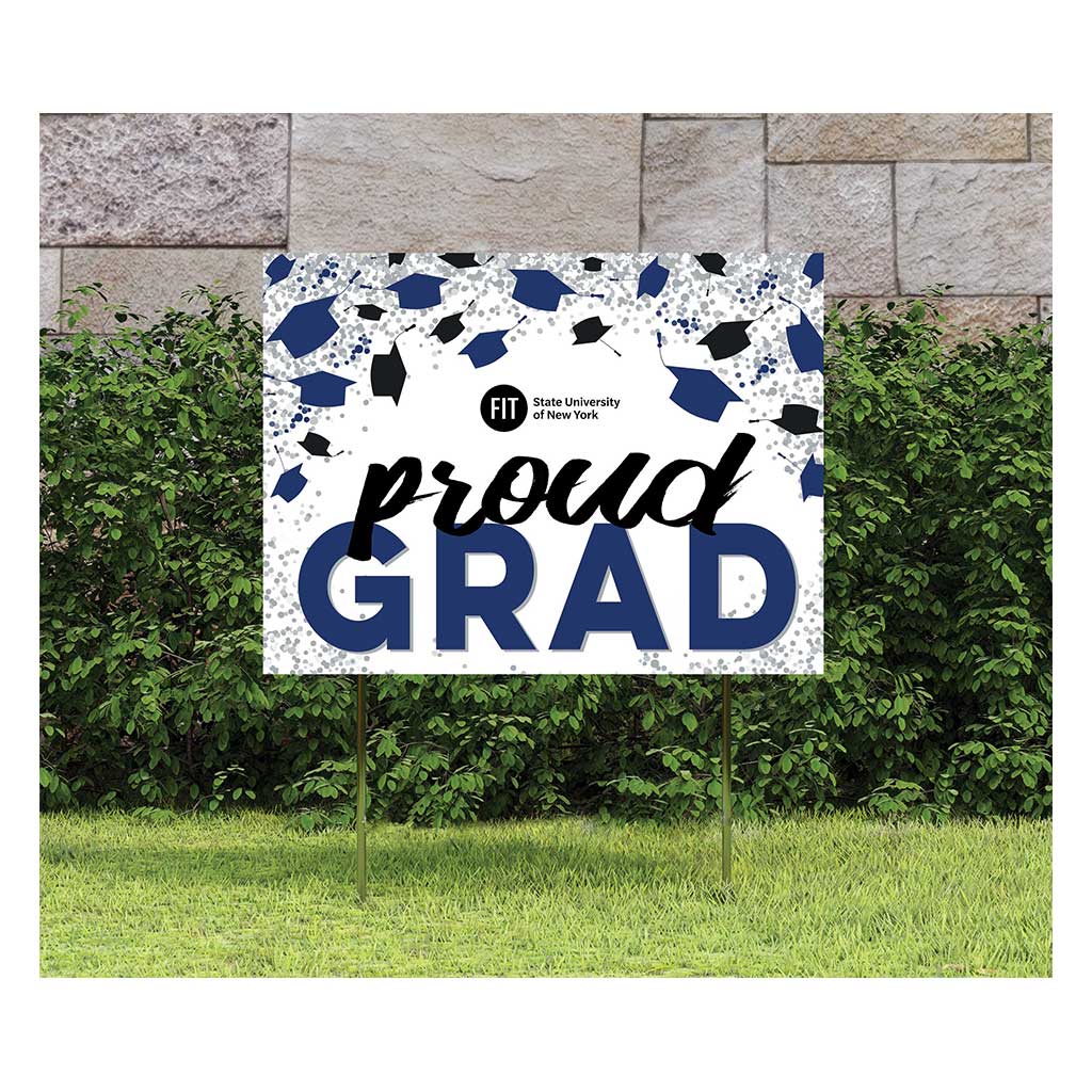 18x24 Lawn Sign Grad with Cap and Confetti Fashion Institute of Technology (SUNY) Tigers
