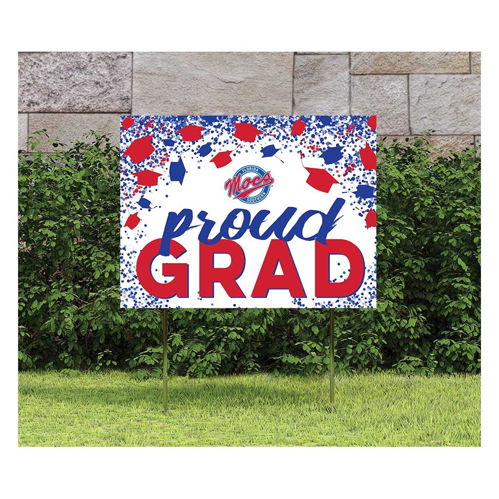 18x24 Lawn Sign Grad with Cap and Confetti Florida Southern College Moccasins
