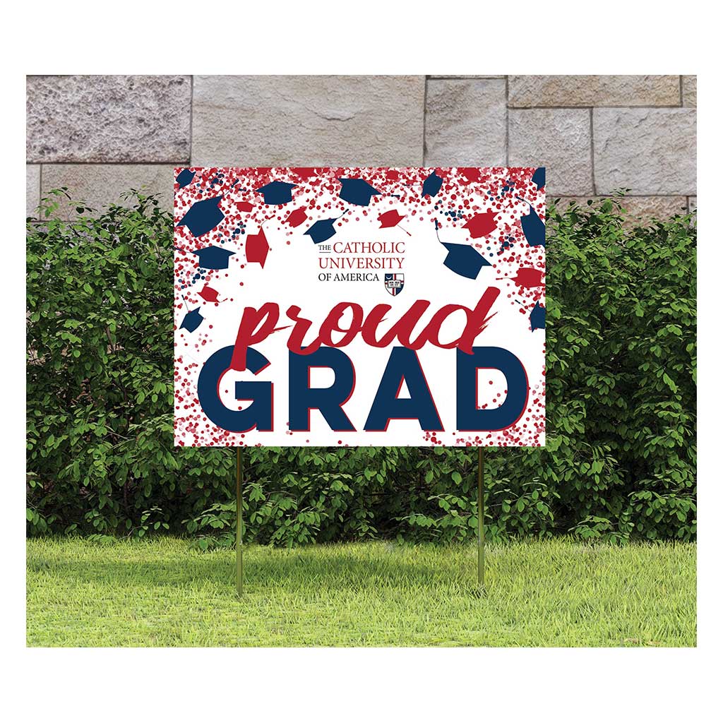 18x24 Lawn Sign Grad with Cap and Confetti The Catholic University of America Cardinals