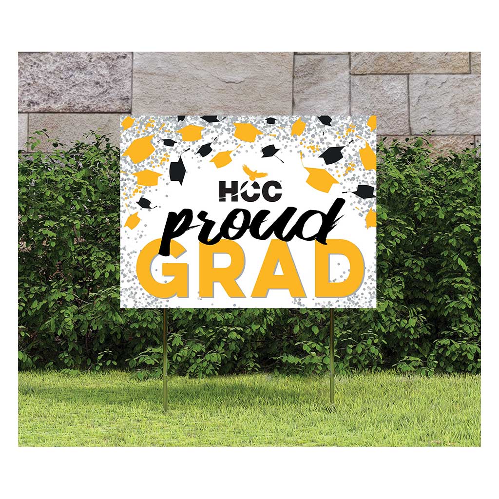 18x24 Lawn Sign Grad with Cap and Confetti Houston Community College Eagles