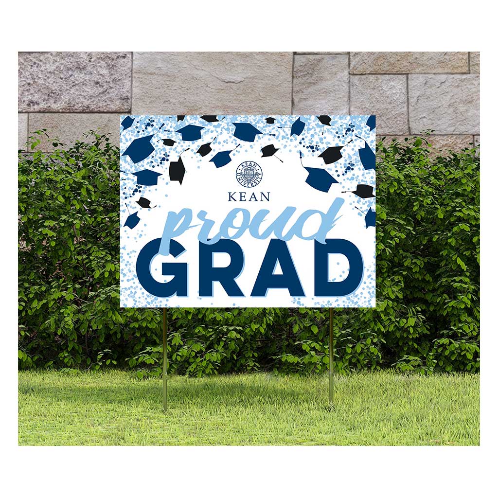 18x24 Lawn Sign Grad with Cap and Confetti Kean University Cougars