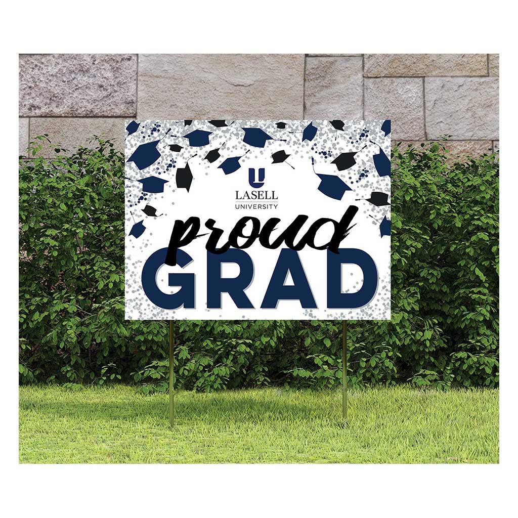 18x24 Lawn Sign Grad with Cap and Confetti Lasell College Lasers