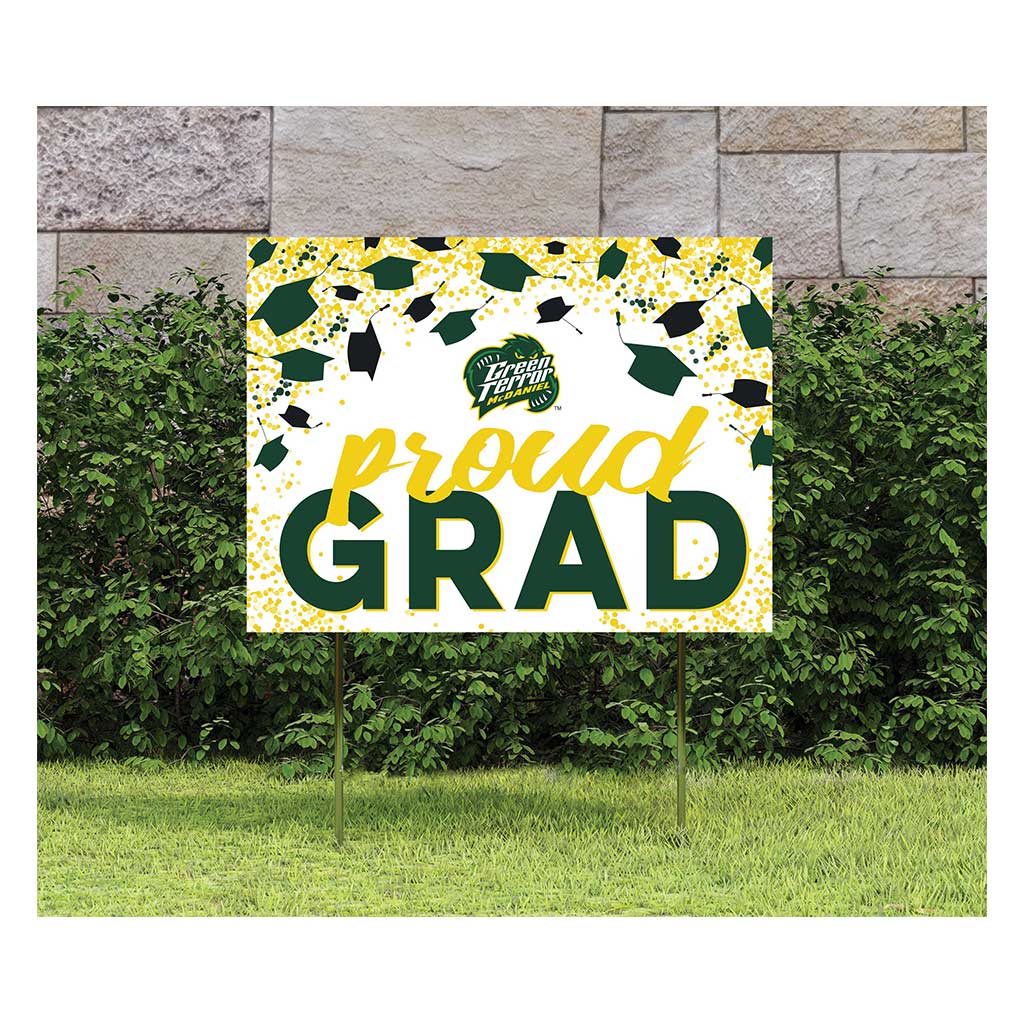 18x24 Lawn Sign Grad with Cap and Confetti McDaniel College Green Terror