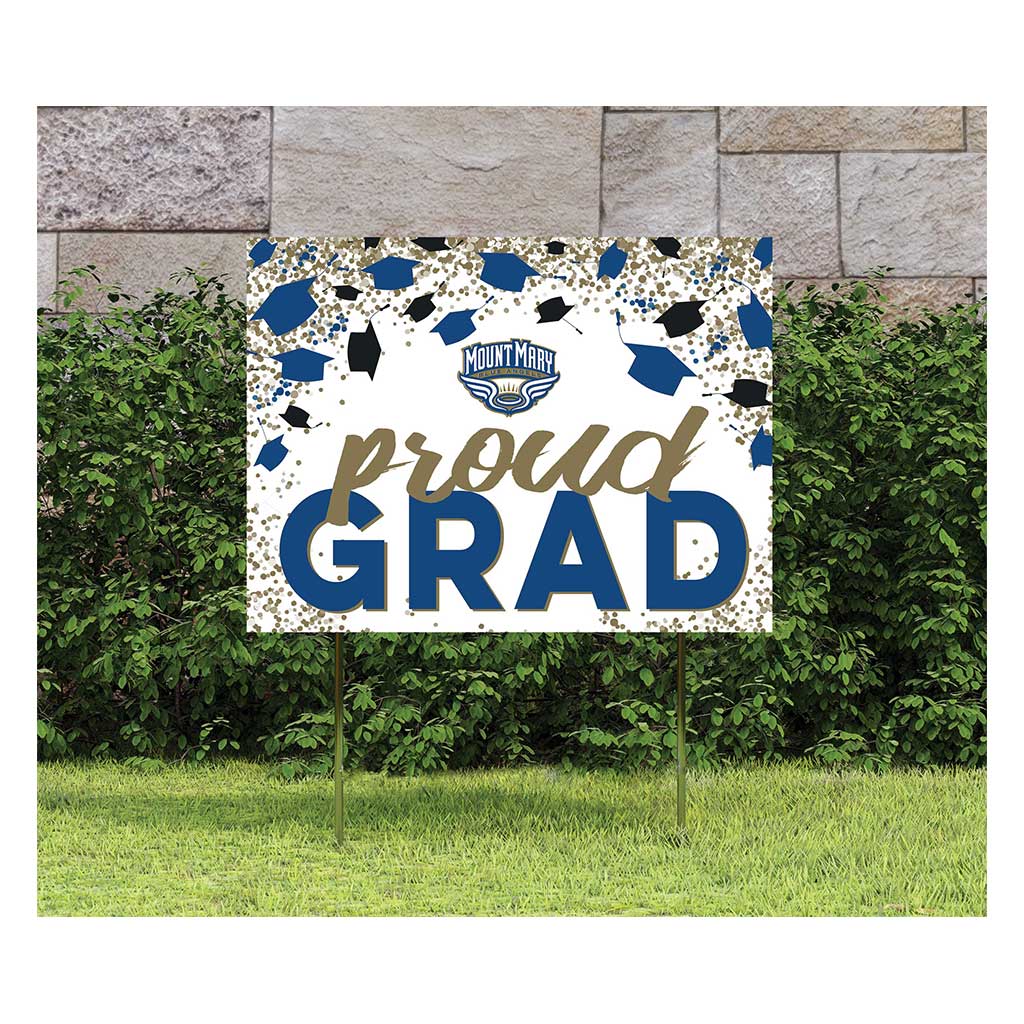 18x24 Lawn Sign Grad with Cap and Confetti Mount Mary University Blue Angels