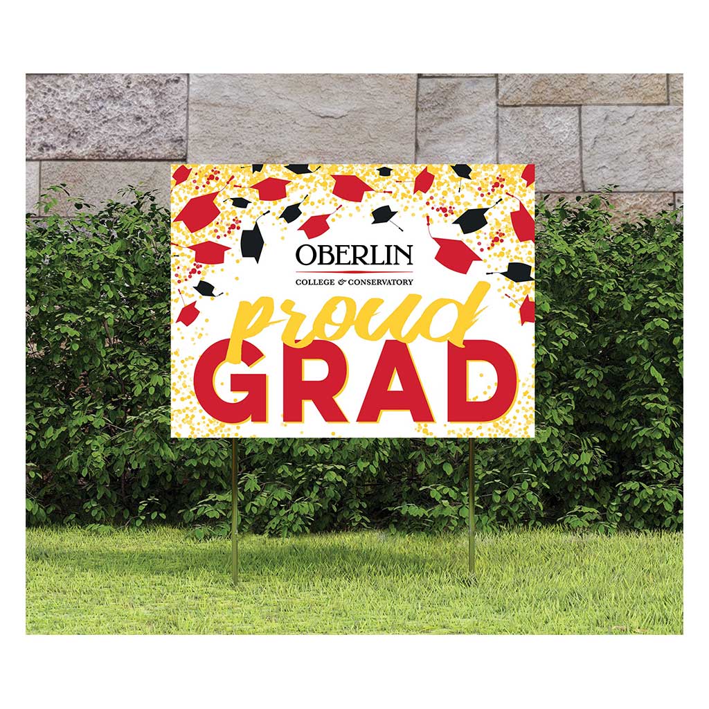 18x24 Lawn Sign Grad with Cap and Confetti Oberlin College Yeomen