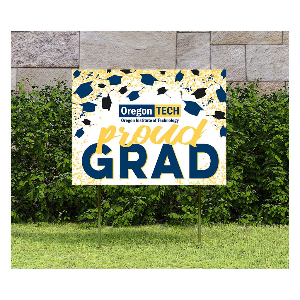 18x24 Lawn Sign Grad with Cap and Confetti Oregon Institute of Technology Owls