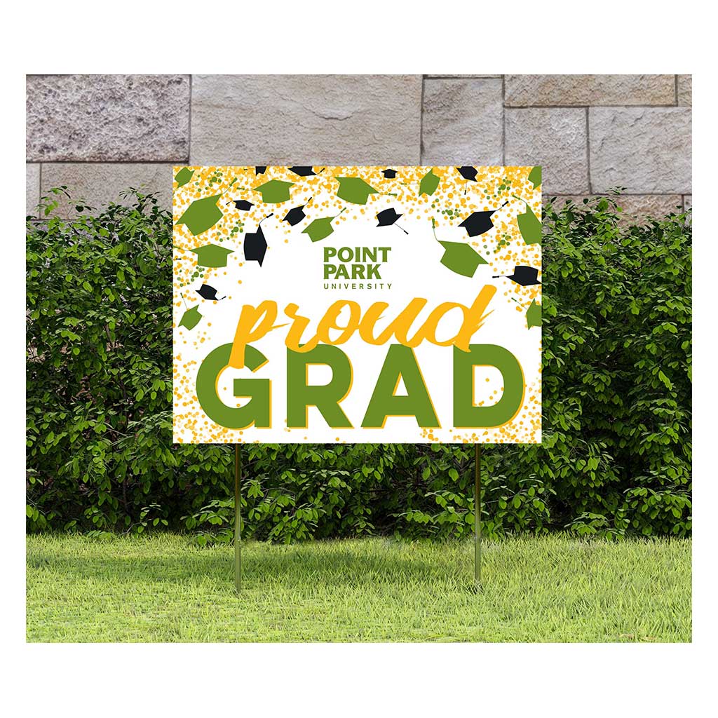 18x24 Lawn Sign Grad with Cap and Confetti Point Park University Pioneers