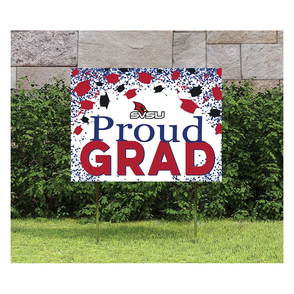 18x24 Lawn Sign Grad with Cap and Confetti Saginaw Valley State University Cardinals