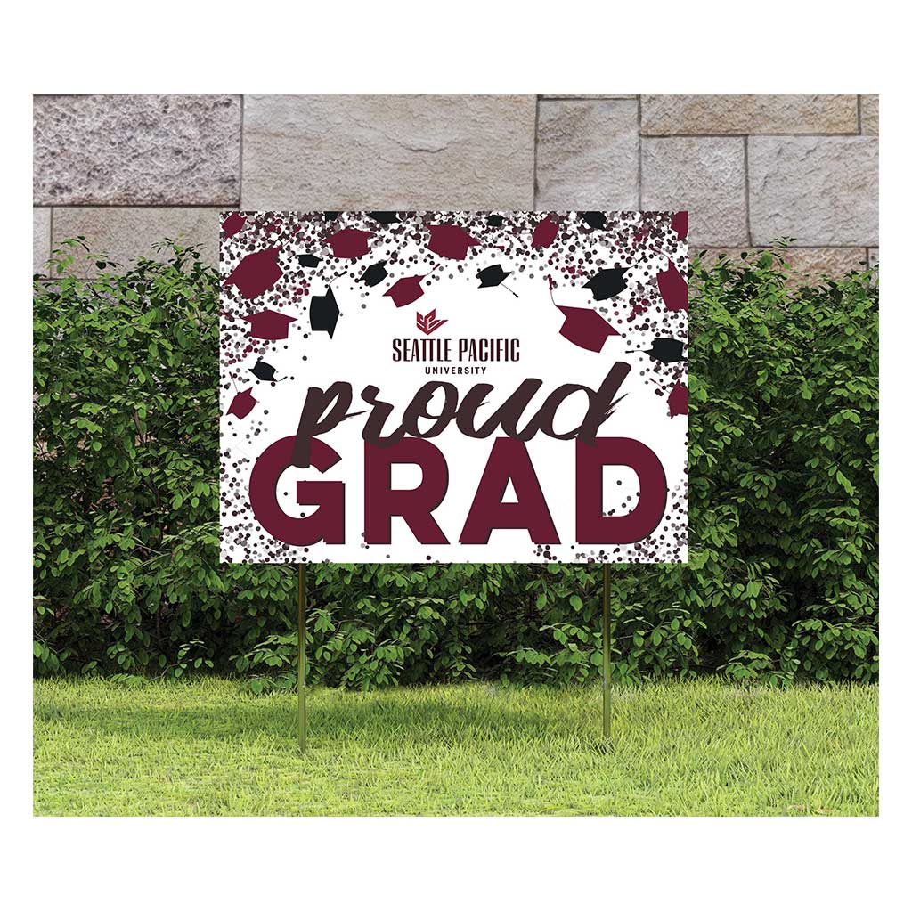 18x24 Lawn Sign Grad with Cap and Confetti Seattle Pacific University Falcons