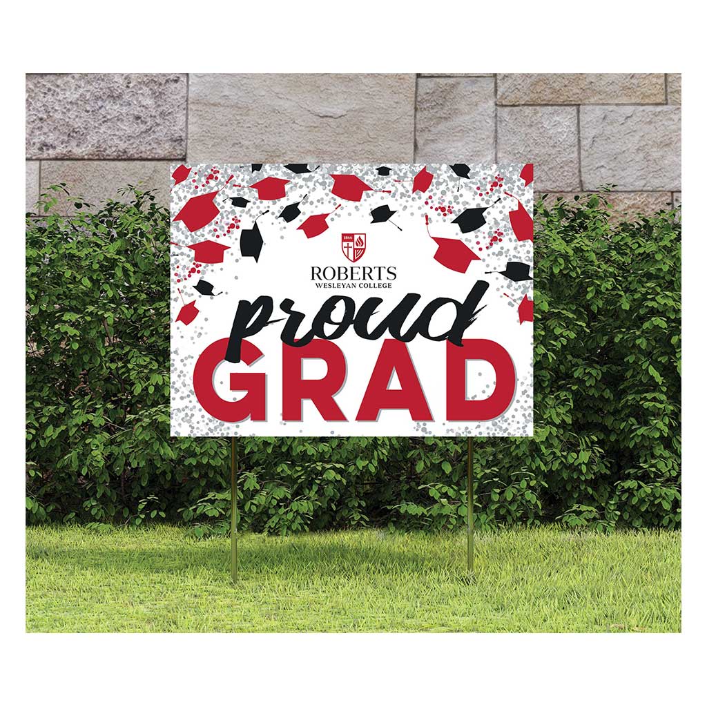 18x24 Lawn Sign Grad with Cap and Confetti Roberts Wesleyan Redhawks