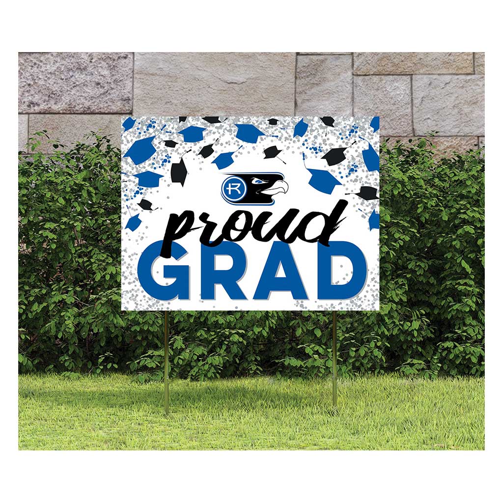 18x24 Lawn Sign Grad with Cap and Confetti Rockhurst University Hawks