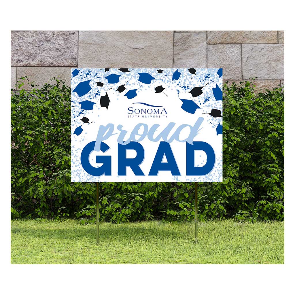 18x24 Lawn Sign Grad with Cap and Confetti Sonoma State University Seawolves