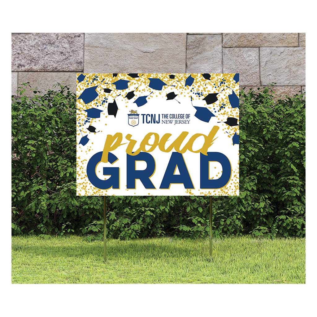 18x24 Lawn Sign Grad with Cap and Confetti The College of New Jersey Lions